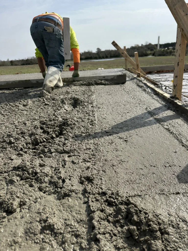 ALC Concrete Construction crew working with fresh concrete