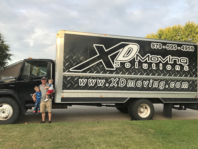 XD Moving Solutions truck and owner in College Station